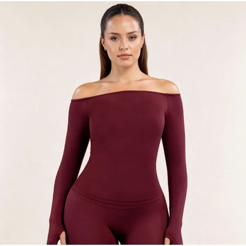Womens Off Shoulder Long Sleev - Yoga Of Fitness ulasan dan harga